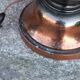 Art Deco tulip lamp in copper metal, 42.5cm from the 1930s.