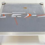 Large coffee table in ceramic and chrome signed 1970 De Nisco vintage 70's space age