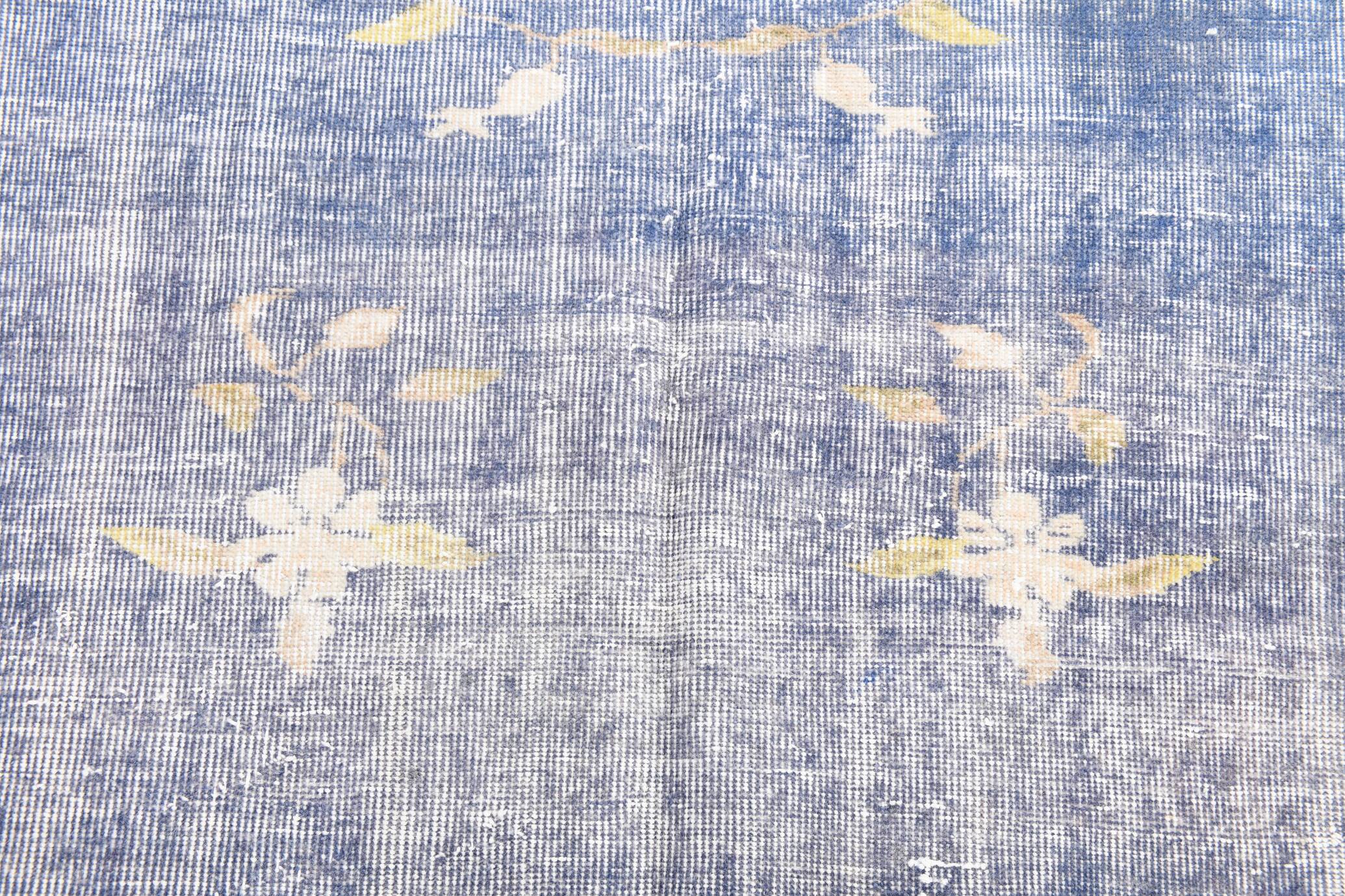 6x8 Faded Blue Oriental Vintage Rug, 194x258Cm