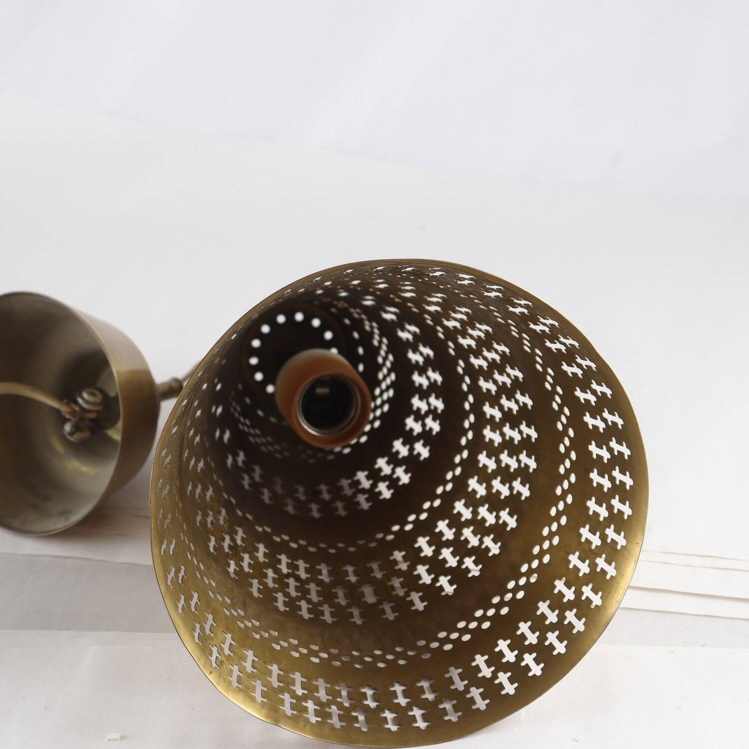 Hans Bergström brass ceiling light, conical shape Ateljé Lyktan 1950s