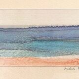 Tableau Andrée Pfaadt – peinture sur soie – rivage - contemporain
