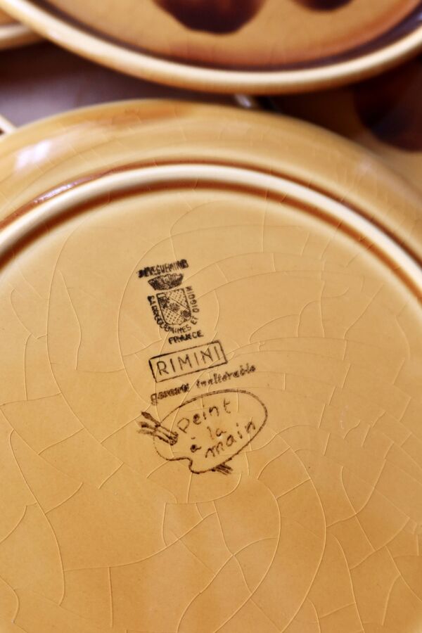 6 assiettes à dessert anciennes faïence Sarreguemines Digoin modèle Rimini