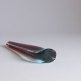 Teardrop vase in ruby red and blue Murano glass by Galliano Ferro, 1960