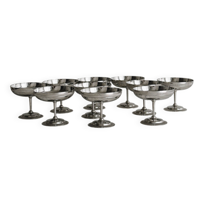 10 coupelles sur pied en inox style Letang Remy