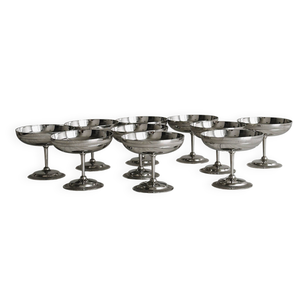 10 coupelles sur pied en inox style Letang Remy