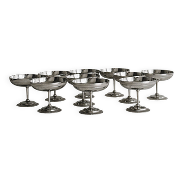 10 stainless steel footed cups, Letang Remy style