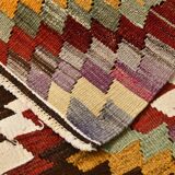 3x5 Green & Red Tribal Kilim Rug, 102x148Cm