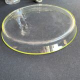 Liquor service Art Nouveau 1/2 Enamelled colored crystal with silver metal frame