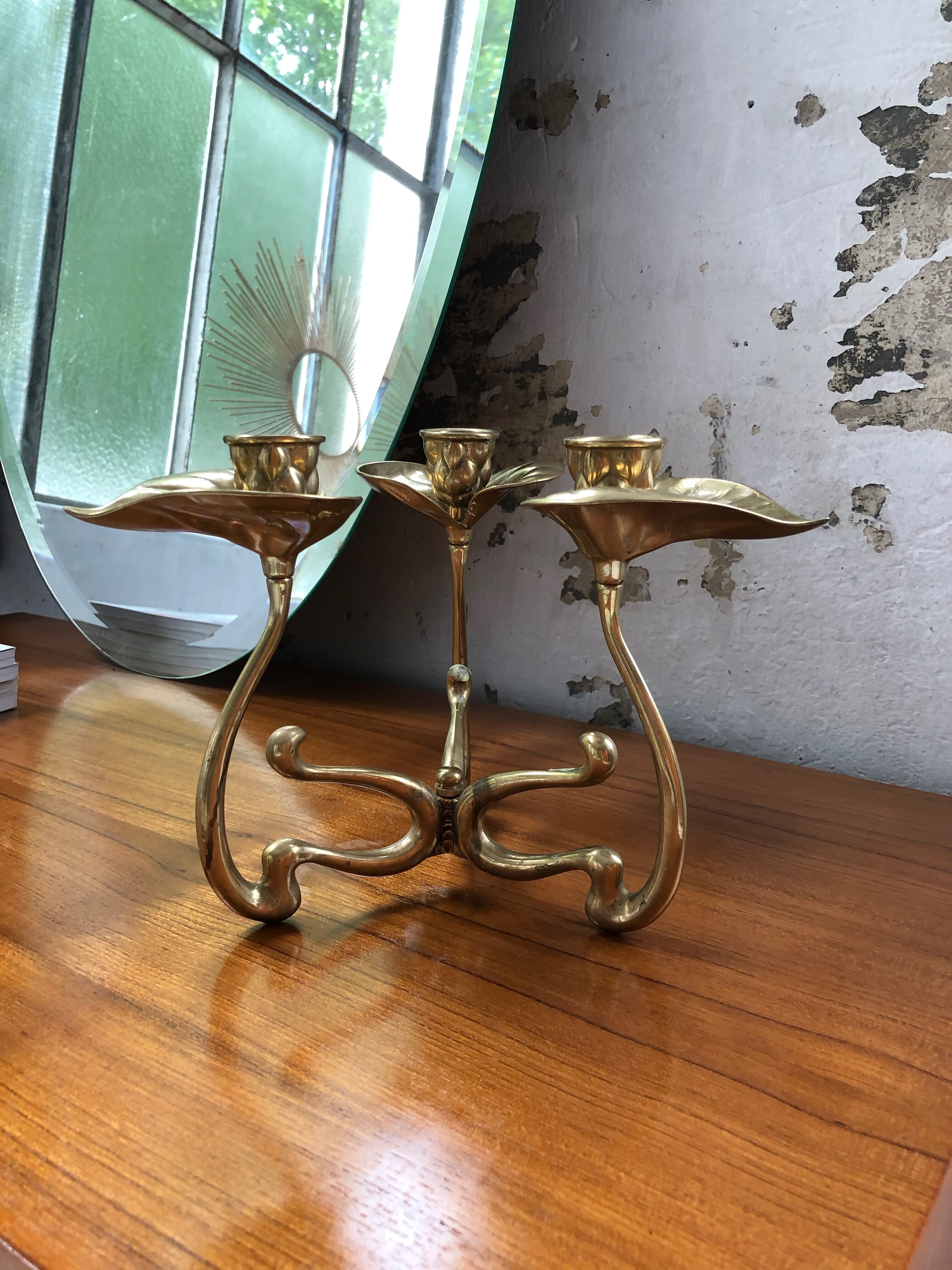 Large candlestick brass flowers