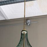 Golden and green metal chandelier, 1950s