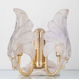 Murano Graniglia Glass Double-Leaf Brass Wall Sconce, Italy, 1960s