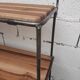 Wrought iron shelf, 3 walnut shelves