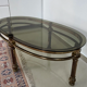 Oval coffee table Italian smoked glass 1970