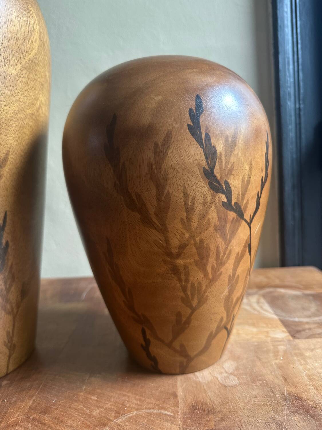 Pair of wooden vases