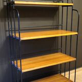 4-tier bookshelf - Wrought iron - Solid pine wood.
