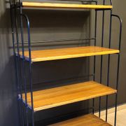Etagère, bibliothèque 4 étages en fer forgé et pin massif