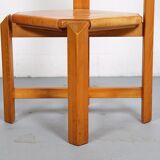Set of 4 dining chairs elm wood cognac leather