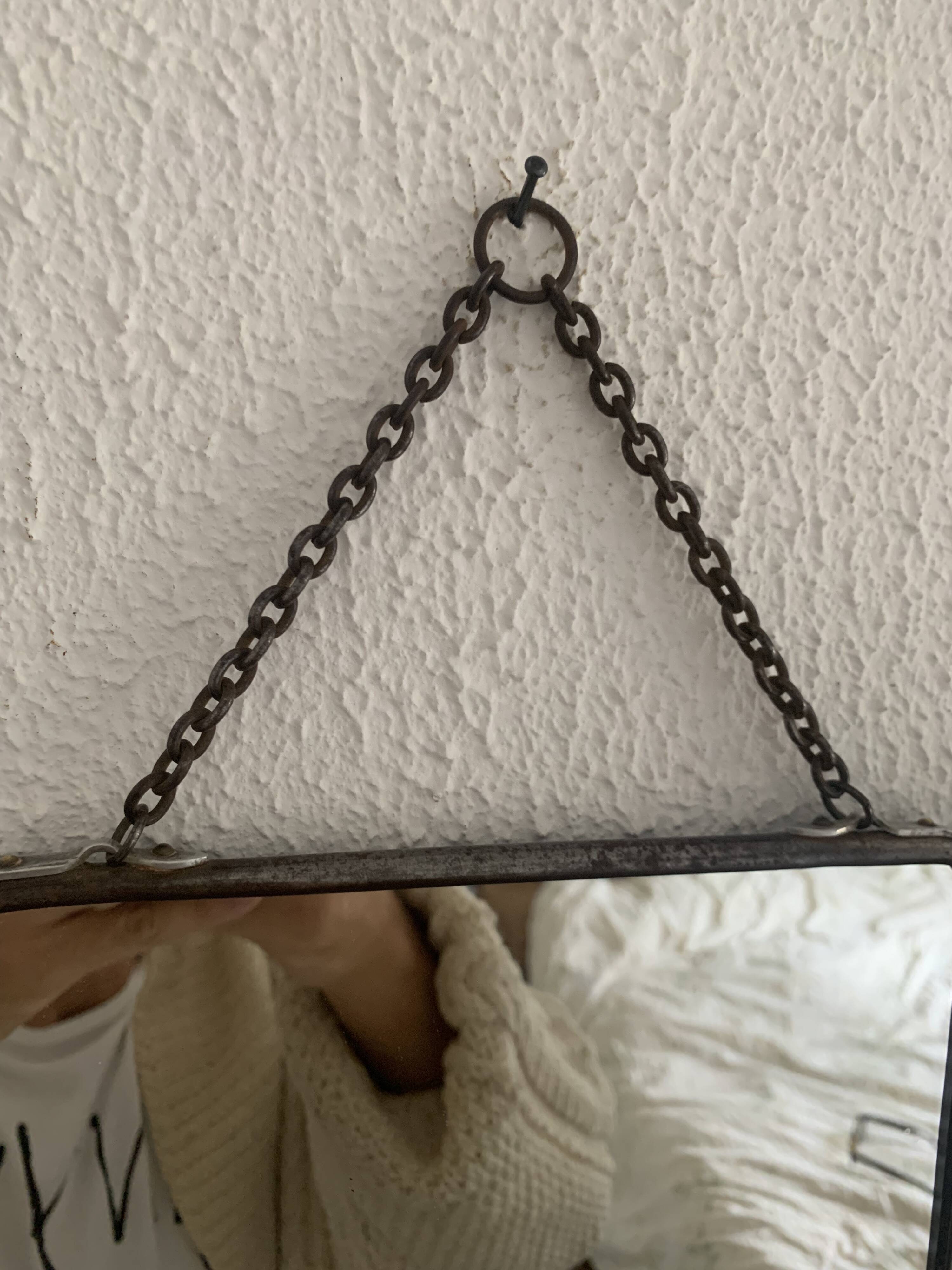 Miroir vintage 1950 triptyque barbier simili lézard noir coiffeur - 27 x 67