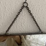 Miroir vintage 1950 triptyque barbier simili lézard noir coiffeur - 27 x 67