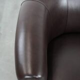 Set of two round cowhide  leather club armchairs in English style