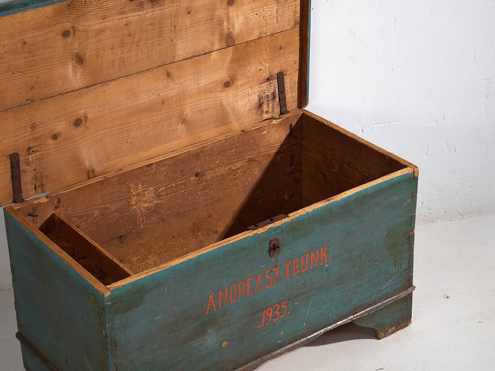 Antique turquoise green patinated chest (1935) #10