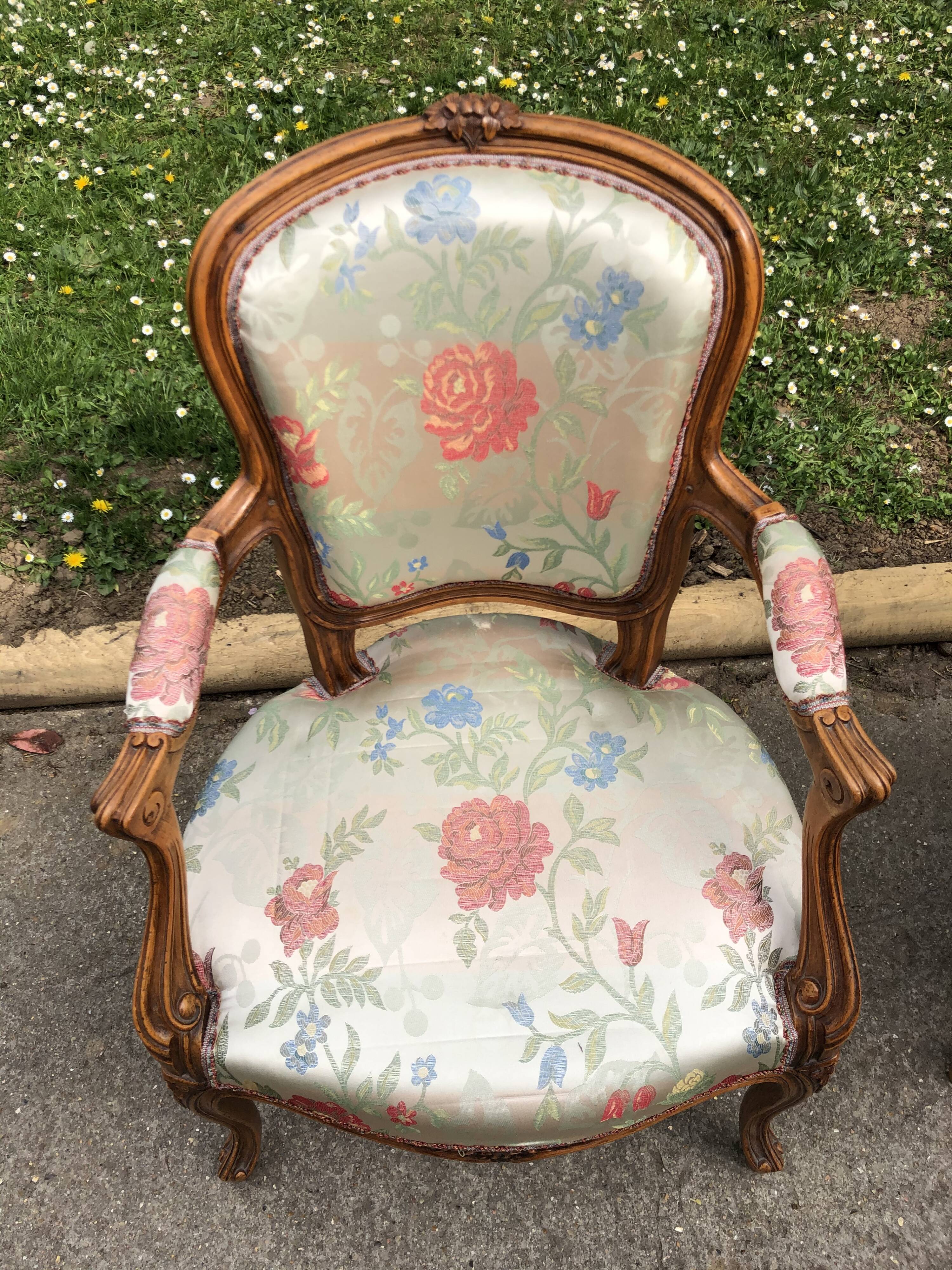Pair of Louis XV-style armchairs