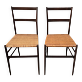 Gio Ponti, model 699 known as Superleggera, pair of chairs in stained ash.