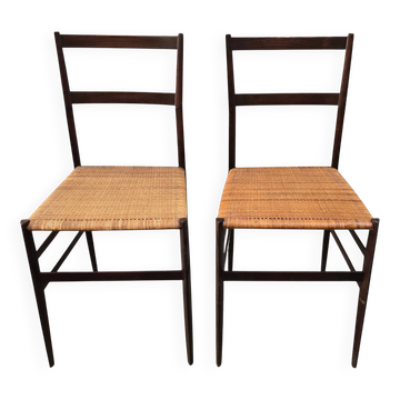Gio Ponti, model 699 known as Superleggera, pair of chairs in stained ash.