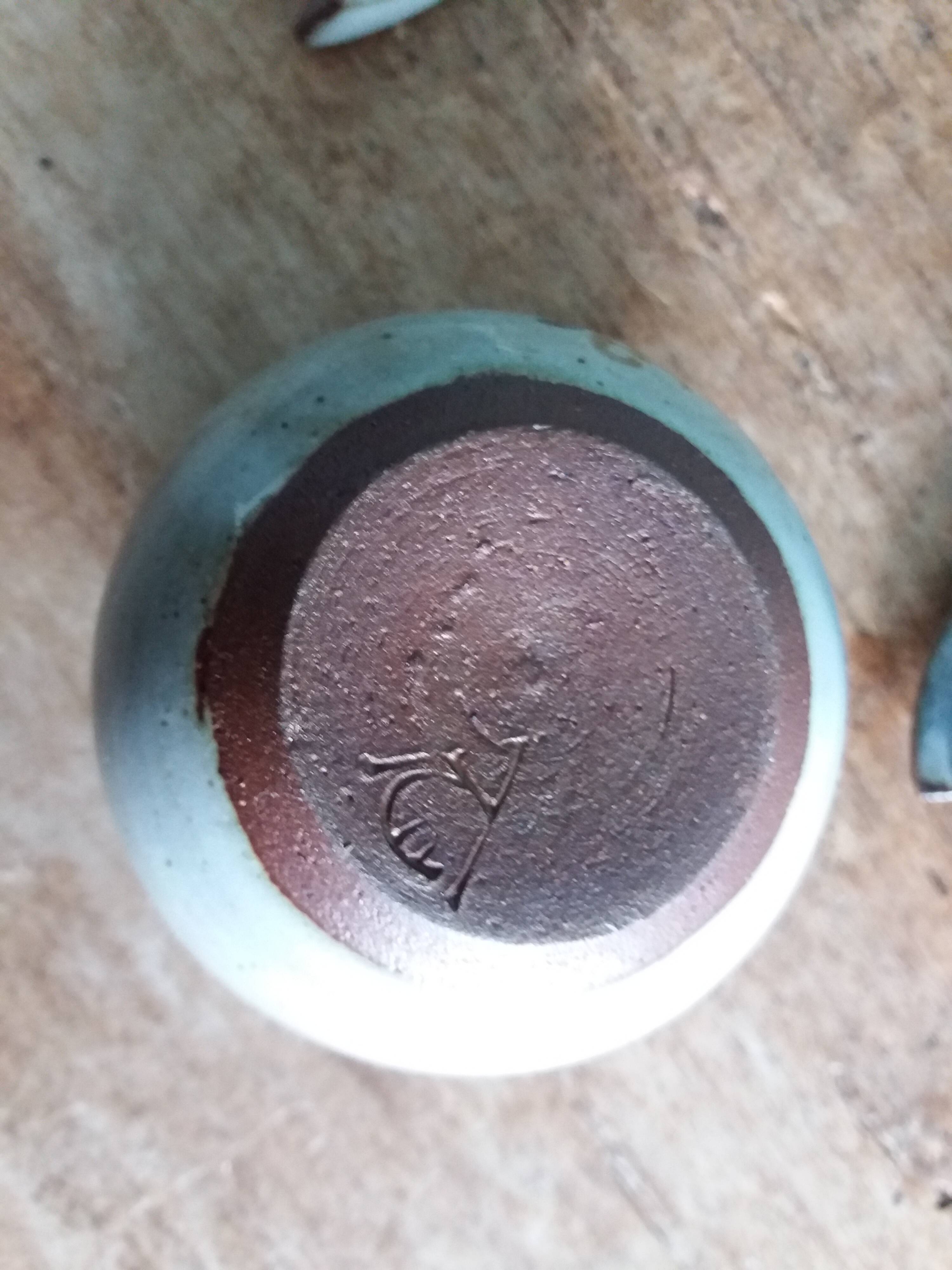 Small pot sugar and mustard bowl signed Atch, Chantal and Thierry Robert