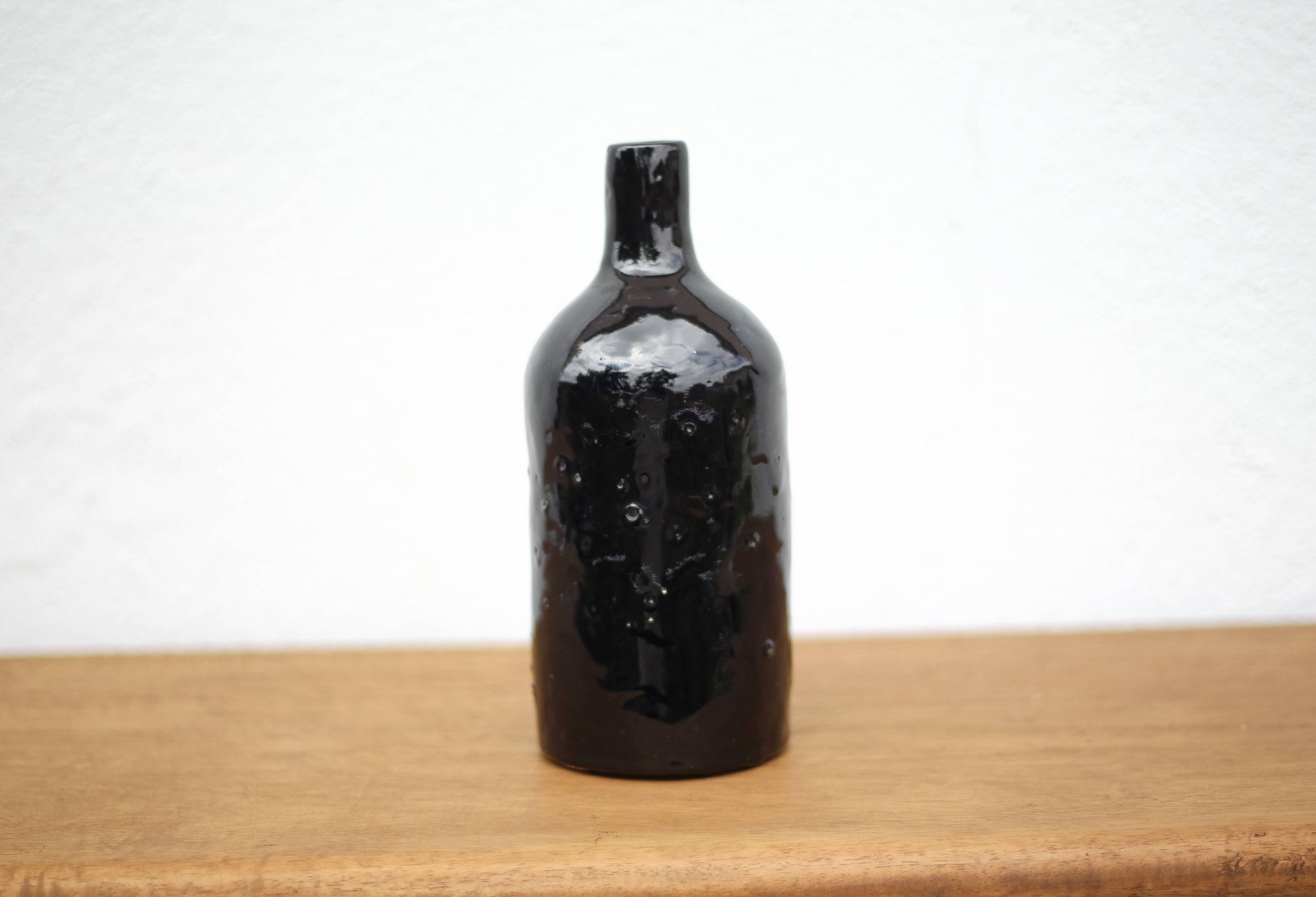 Vintage cobalt blue glazed terracotta bottle, decorative bottle