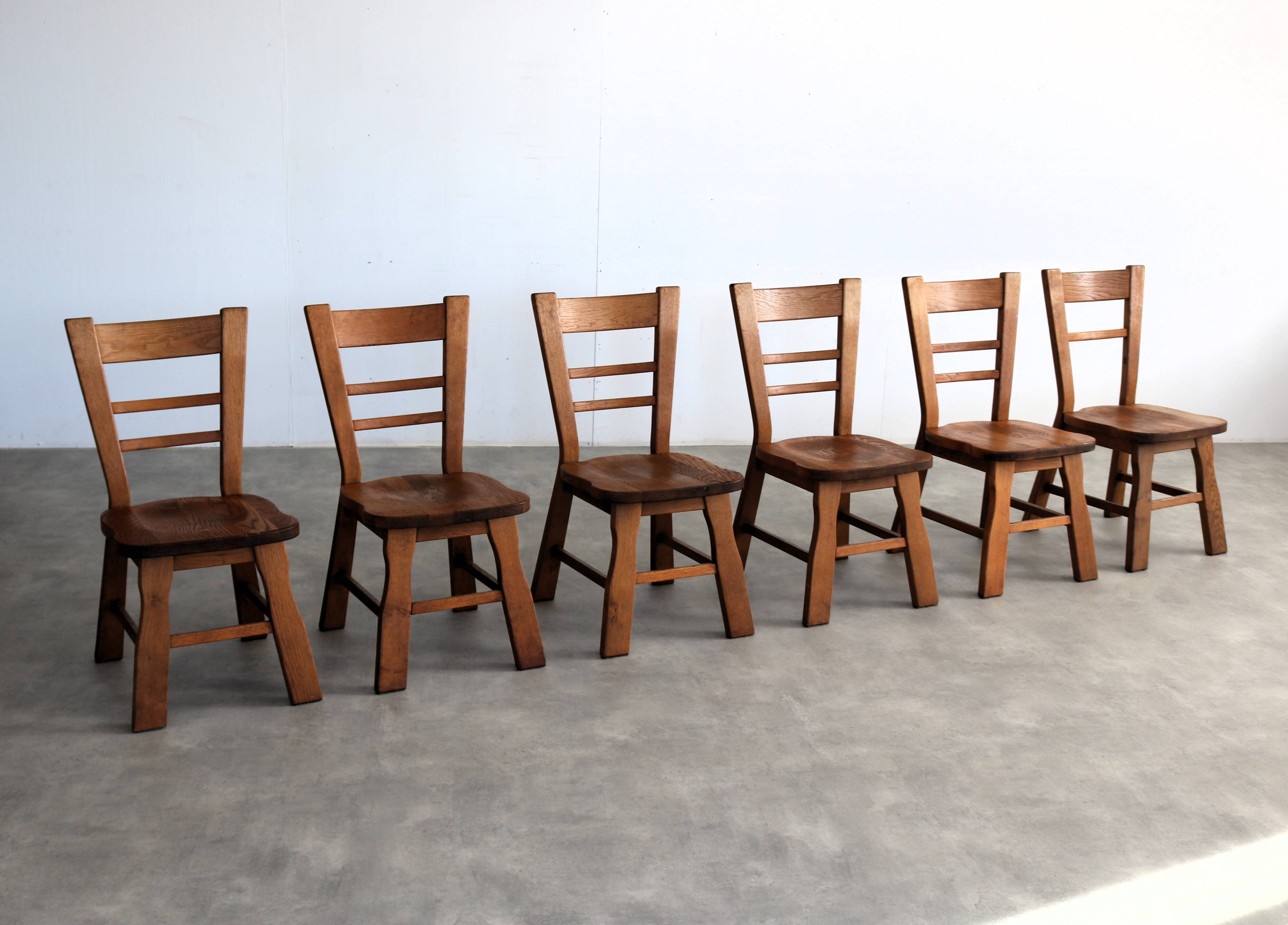 ensemble de 6 chaises à manger brutalistes