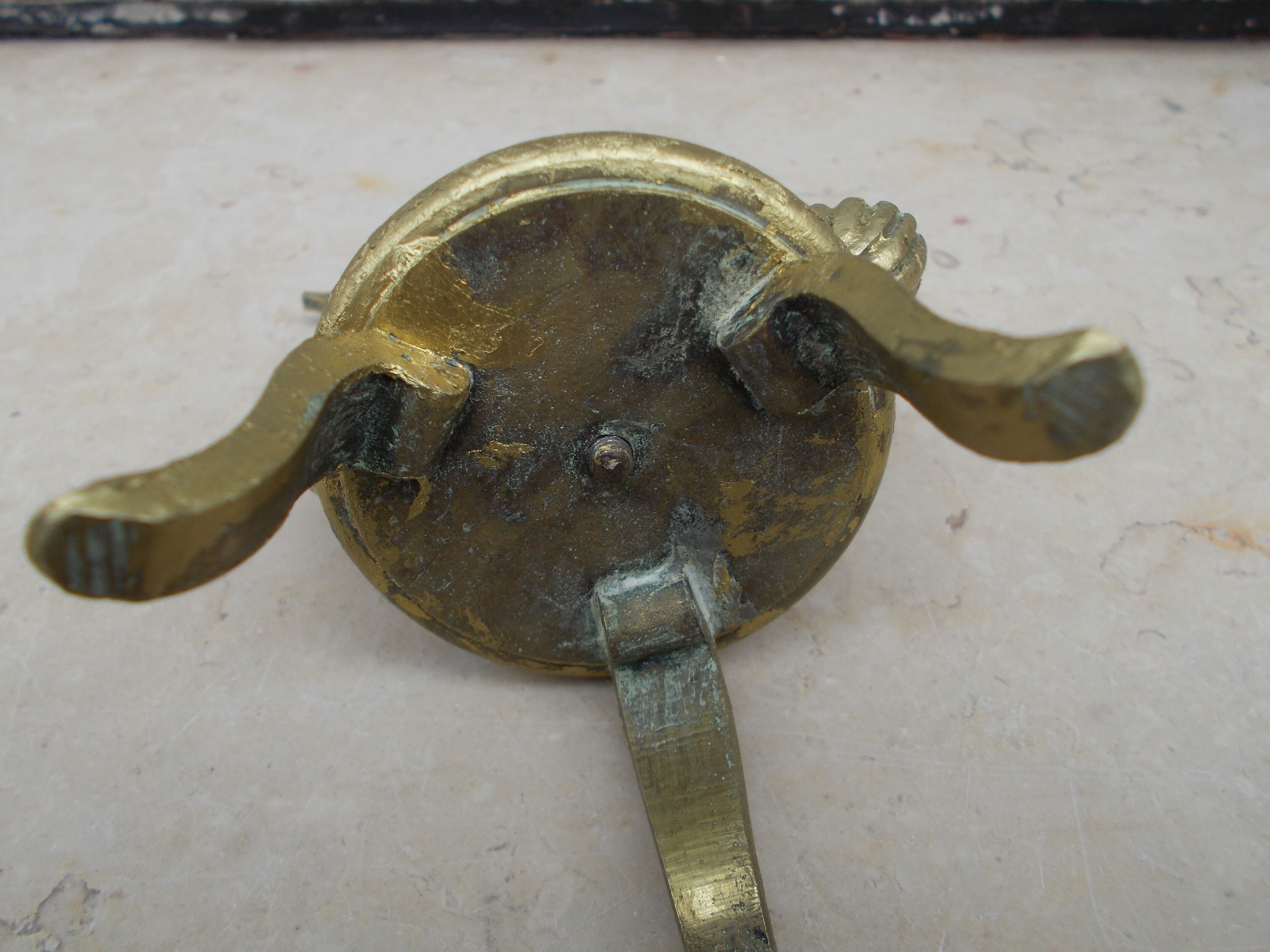 Old bronze oil lamp religious symbol Christ