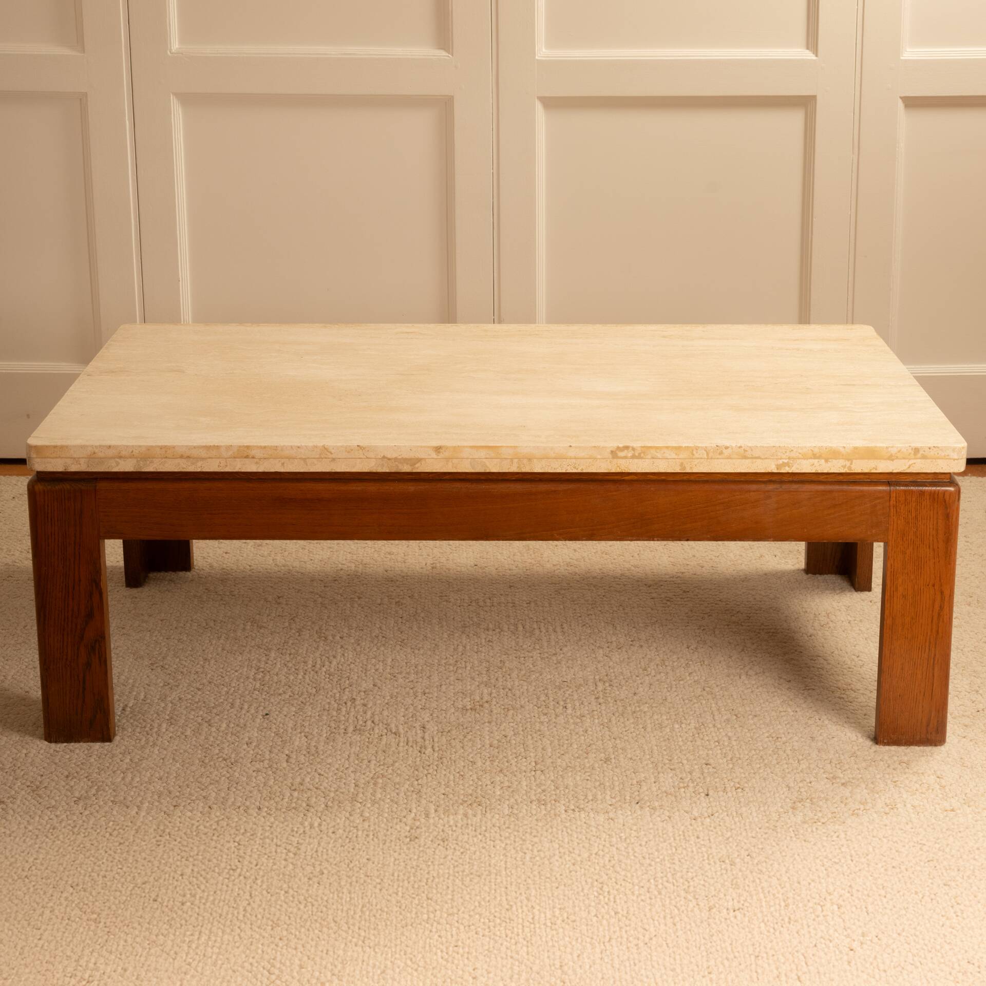 Wood & travertine coffee table - 1970