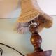 Wooden bedside lamp and Lampshade in rope/vintage 60-70 years