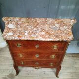 Transitional marquetry chest of drawers
