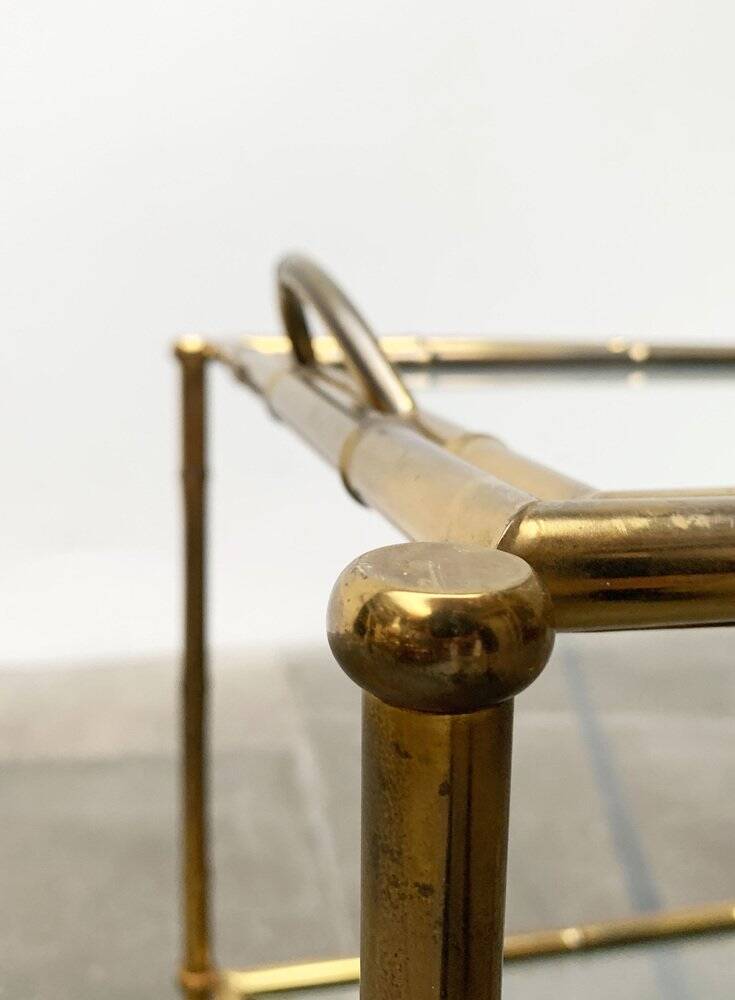 Bamboo imitation brass serving tray in Hollywood Regency style from the mid-century, 1960s.