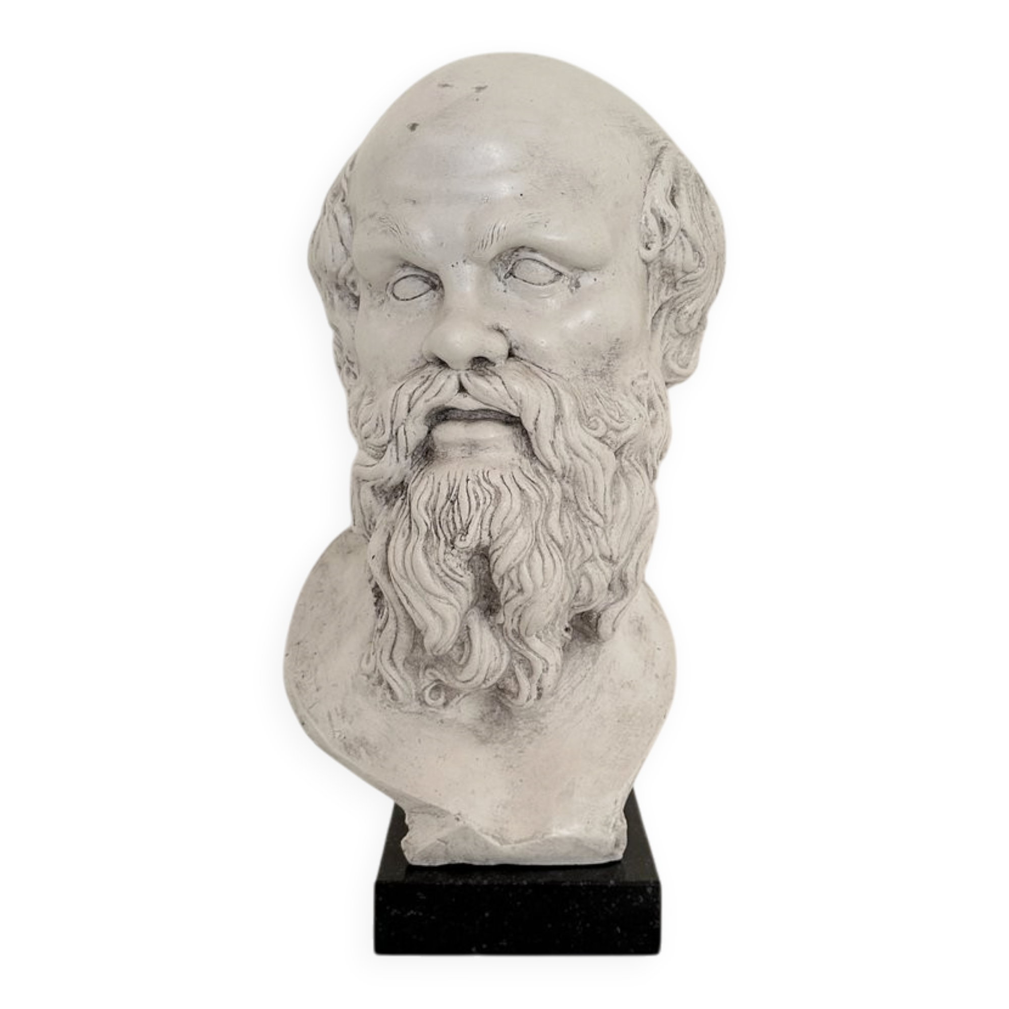 White Bust of Socrates, 1940, Plaster on a Black Marble Base