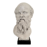 White Bust of Socrates, 1940, Plaster on a Black Marble Base