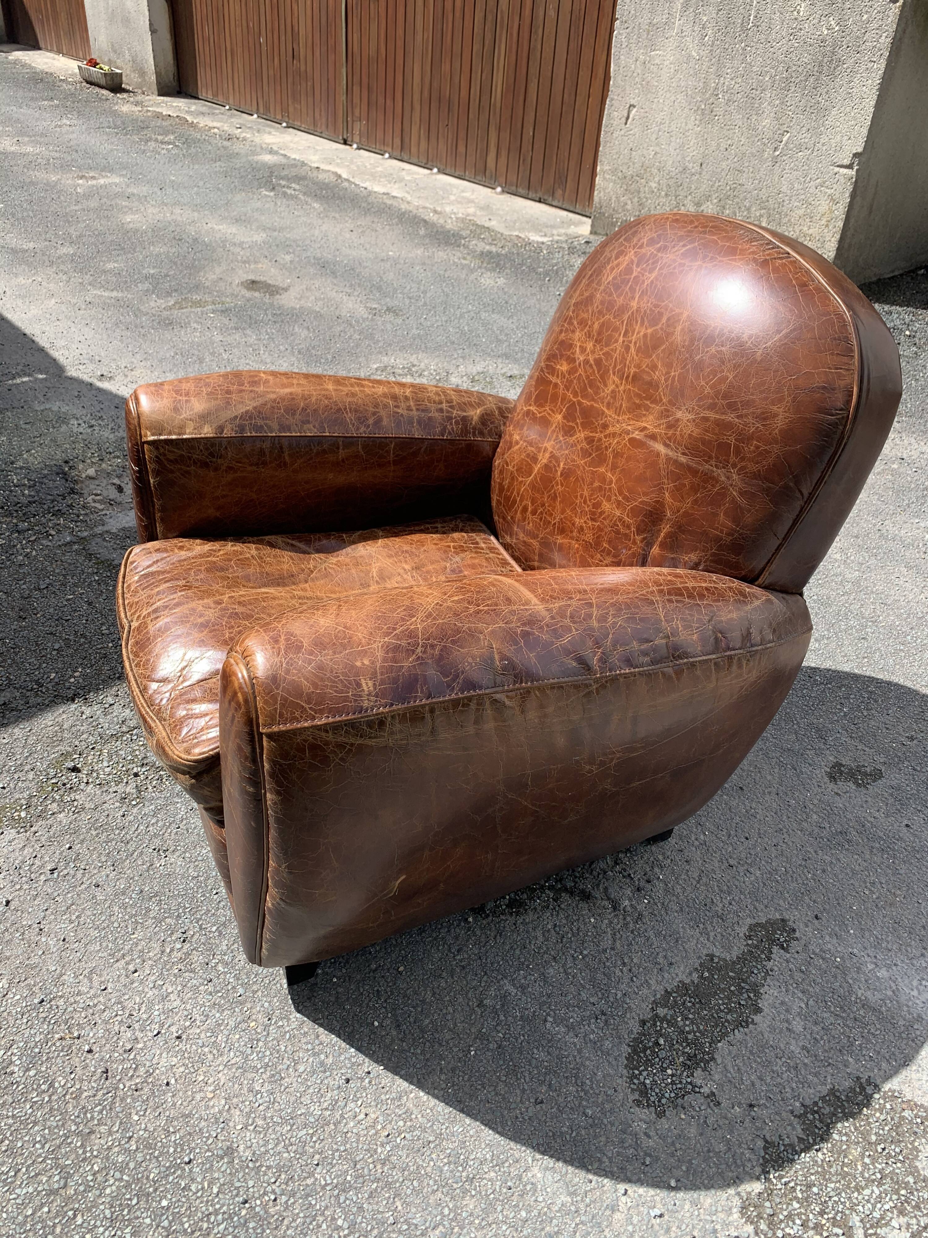 Leather club armchair