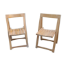 Pair of folding chairs with beech slats from the 70s