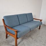 3-seater teak Scandinavian sofa by Juul Kristensen, Denmark 1970s