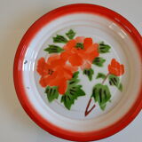 Vintage sheet metal enamelled floral tray