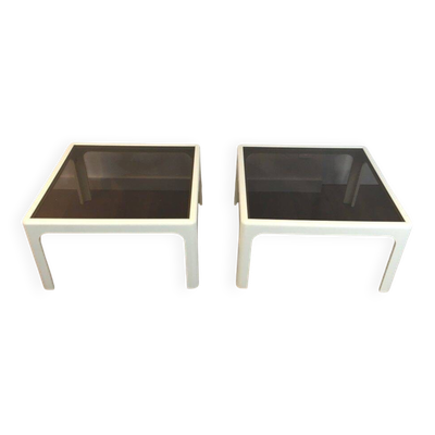 Paire de bouts de canapé en fibre de verre laquée blanche, Poschinger, vers 1970