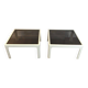 Pair of large white lacquered fiberglass side tables. Poschinger
