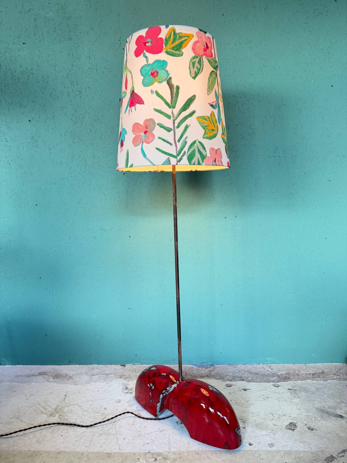 A unique, one-of-a-kind artist-made ceramic floor lamp