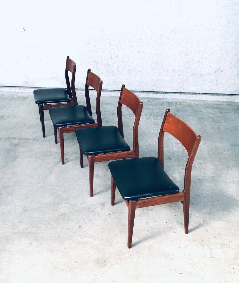 Mid-Century Scandinavian Modern Teak Dining Chairs, Set of 4
