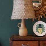 Terracotta lamp and original wool lampshade
