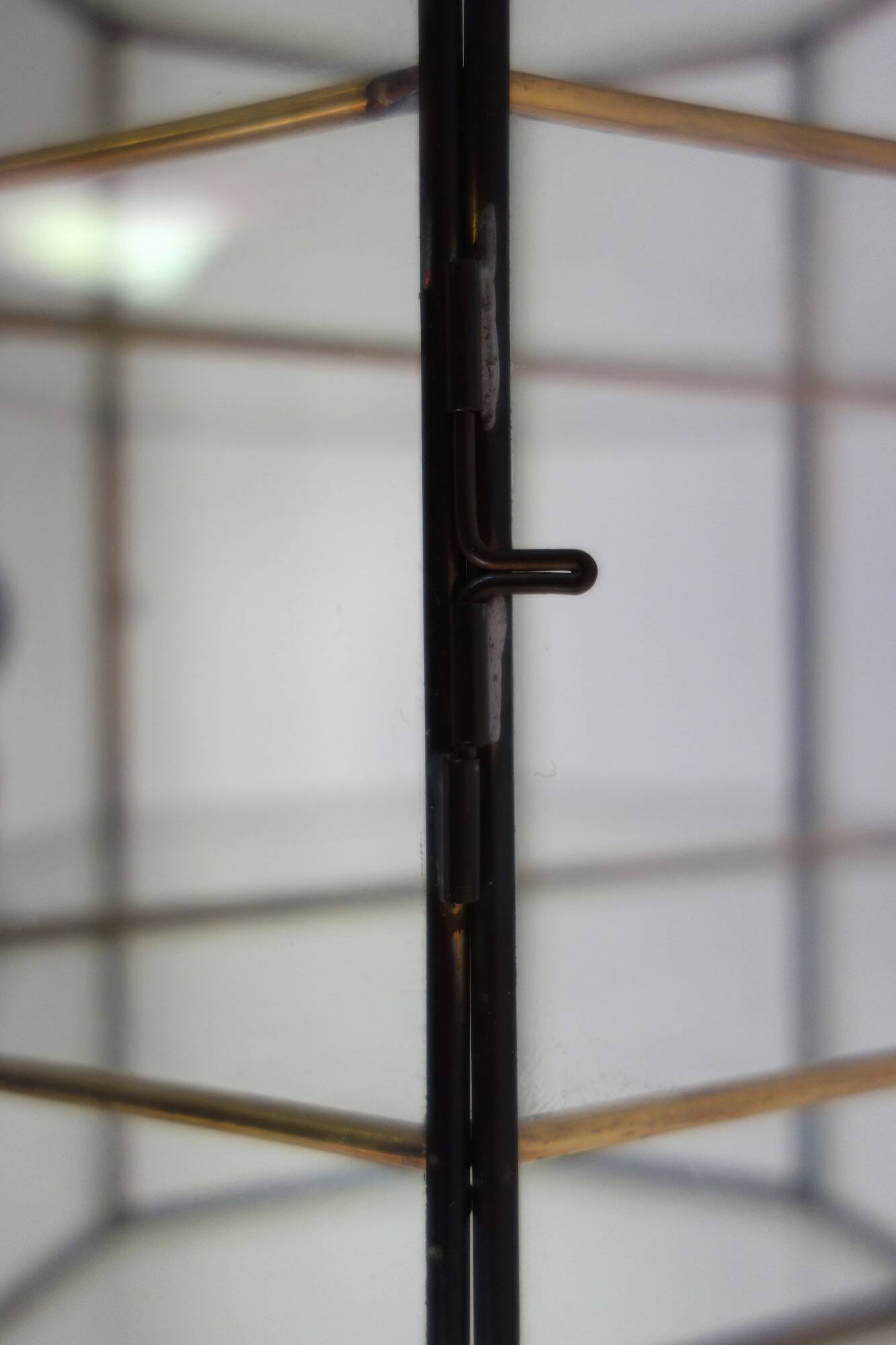 Vintage Wall Display Cabinet Glass, brass and mirror