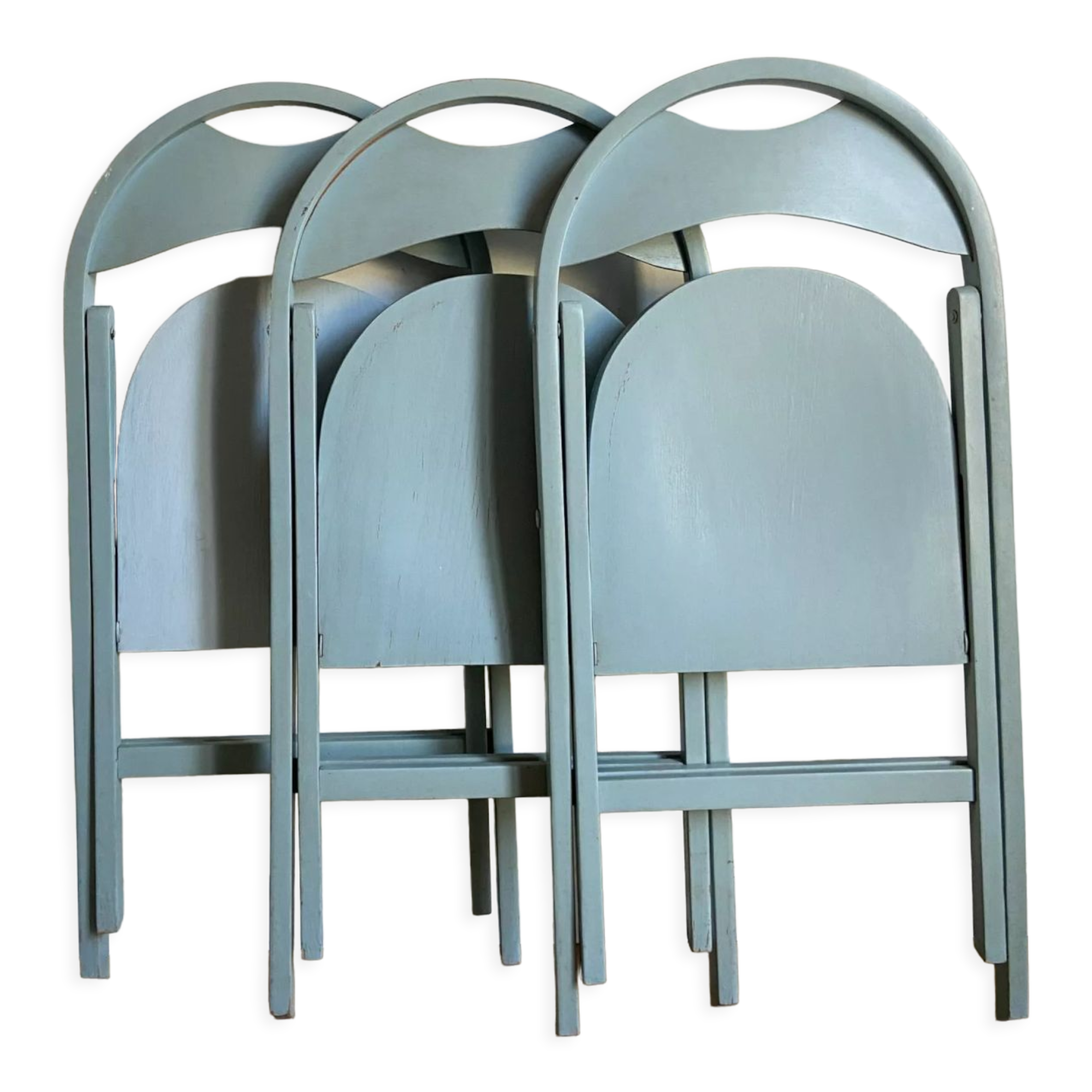 Set of 3 folding chairs b751 blue thonet edition radomsko poland