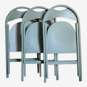 Lot de 3 chaises pliante b751 thonet bleue édition radomsko pologne